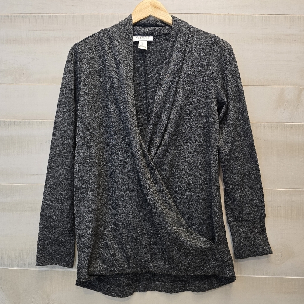 {M} Motherhood Maternity Nursing Blouse Dark Heathered Gray Black